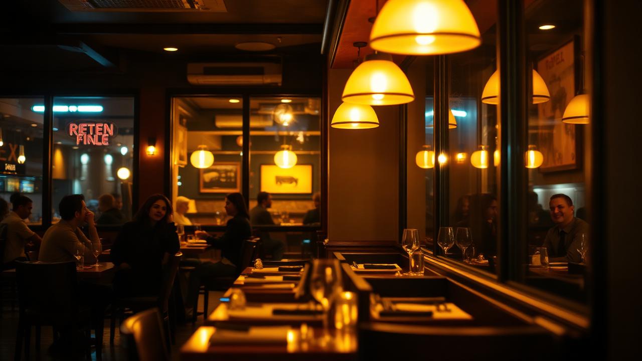 Busy restaurant with happy diners